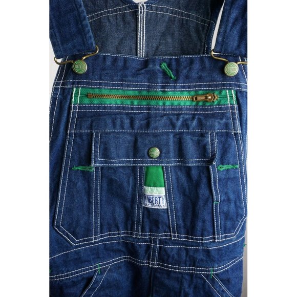 Liberty Blue Denim Overalls with Green and White Details - Picture 3 of 8